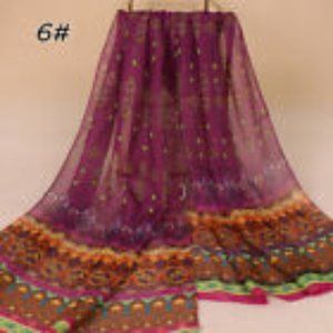 Boho Bohemian Scarf Long/Shawl Wrap Sarong colorful plum/purples lightweight